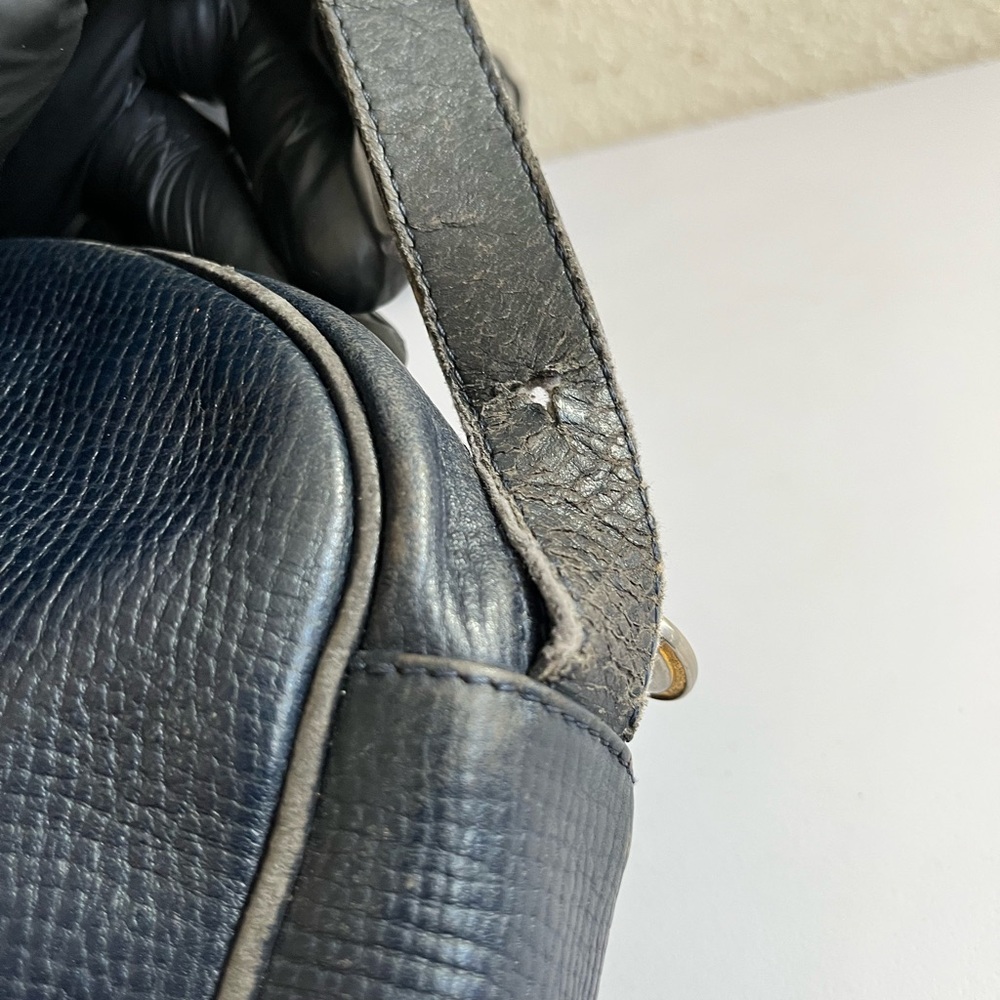 Navy blue Leather Crossbody Bag - Picture 14 of 15